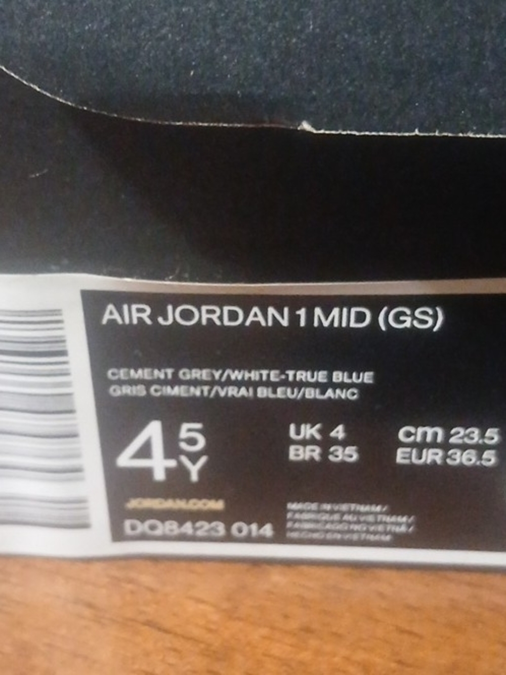 Air Jordan 1 Mid (GS) - Cement Grey / True Blue